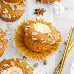 Spiced Pumpkin Muffins with Sweet Cream Cheese Filling (Starbucks Copycat!)