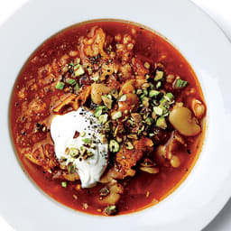 Spiced Fava Bean Soup with Rice and Tomato