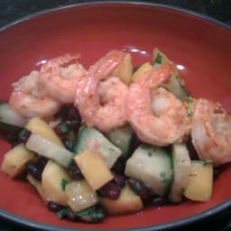 Spicy Black Bean Salad with Sesame-Ginger Shrimp