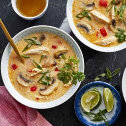 Spicy Coconut, Chicken & Mushroom Soup