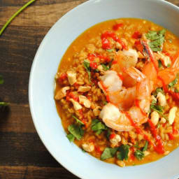 Spicy Coconut Risotto with Lime Shrimp