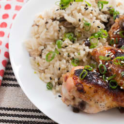 Spicy Orange Chicken Wingswith Shiitake-Sesame Rice