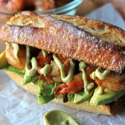 Spicy Roasted Shrimp Sandwich with Chipotle Avocado Mayonnaise