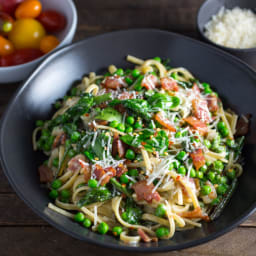 Spring Pasta with Ramps, Peas and Pancetta