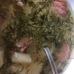 Summa Borscht (Mennonite Farmer Sausage and Potato Soup)