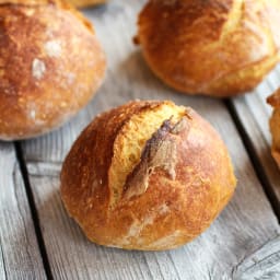 Super Easy Crusty No-Knead Pumpkin Bread Bowls