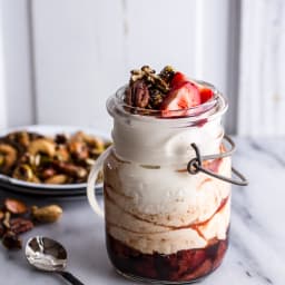 Sweet Balsamic Strawberries w/Whipped Ricotta Cream and Maple Glazed Seeded