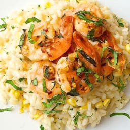 Sweet Corn Risotto with Sautéed Shrimp