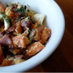 Sweet potato, bacon, and egg salad