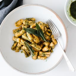 Sweet Potato Gnocchi with Sage Walnut Pesto (gluten-free, paleo)