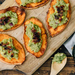 Sweet Potato Guacamole Crostini