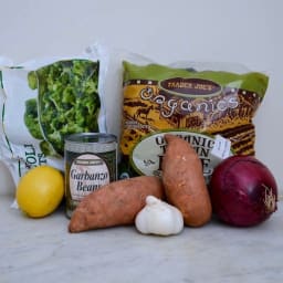 Sweet Potato, Kale and Roasted Chickpea Bowl