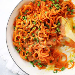 Sweet Potato Noodles with Roasted Red Pepper Sauce