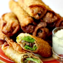 Taco Egg Rolls with Avocado Cream Sauce