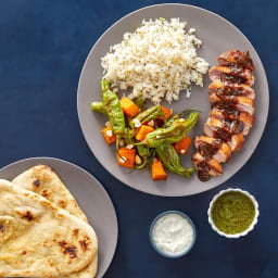 Tamarind-Mango Duck Breasts with Garlic Naan, Ginger Rice & Curry-Roast