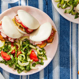 Tempura Zucchini & Spicy Radish Bao with Bok Choy Slaw