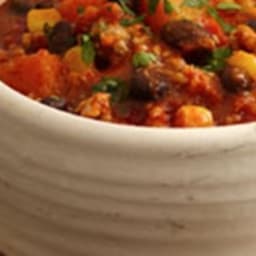 Tex-Mex Turkey Chili with Black Beans, Corn and Butternut Squash