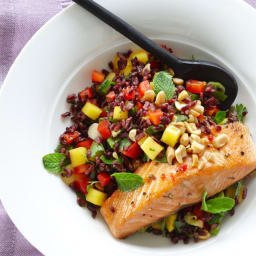 Thai Black Rice Salad with Wild Salmon
