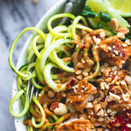 Thai Peanut Chicken & Zucchini Noodle Bowls