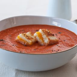 Tomato Soup with Grilled Cheese Croutons