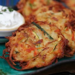 Tricolor Latkes of Zucchini, Carrot and Potato