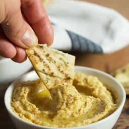 Truffled Hummus with Baked Pita Chips
