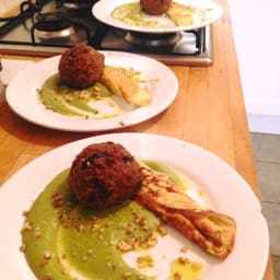 Truffled, walnuts and porcini mushrooms oven baked arancini