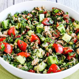 Tuna Salad with Tomatoes, Cucumbers, Parsley, and Mint