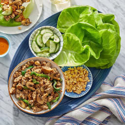 Turkey & Mushroom Lettuce Cups with Peanut-Soy Sauce