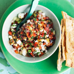 Turkish pepper and feta salsa with pita crisps