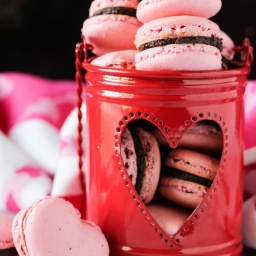 Valentine's Chocolate Strawberry Macarons