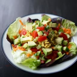 Vegan Chickpea Salad over Greens