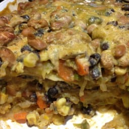 Vegan Sweet Potato Verde Enchilada Casserole