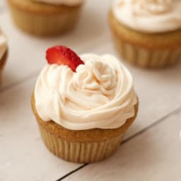 Vegan Vanilla Cupcakes with Strawberry Vanilla Frosting