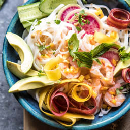 Vietnamese Shrimp Spring Roll Bowl With Sweet Chili Mango Sauce