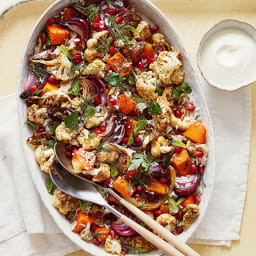 Warm za’atar-spiced cauliflower, red onion and rice salad