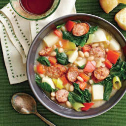 White Bean, Sausage, and Turnip Green Stew