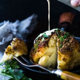 Whole Roasted Cauliflower with Tahini Sauce