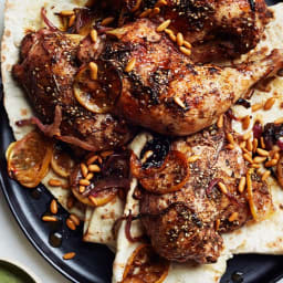 Za'atar Roast Chicken with Green Tahini Sauce