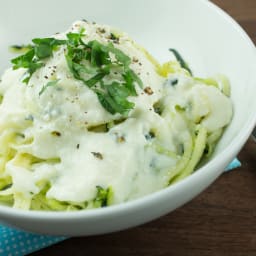 Zucchini Noodles with Cauliflower Garlic Cream Sauce