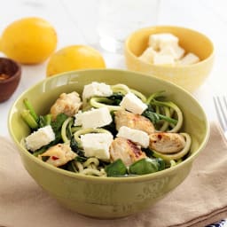 Zucchini Noodles with Chicken, Feta and Spinach