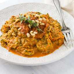 Zucchini Noodles with Creamy Red Pepper Sauce