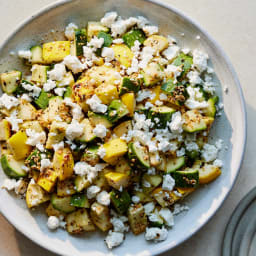 Zucchini Salad With Sizzled Mint and Feta