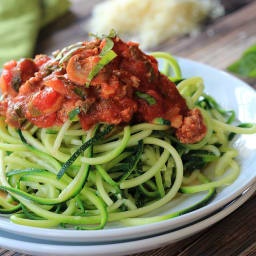 Zucchini Noodles with Meat Mushroom Tomato Sauce