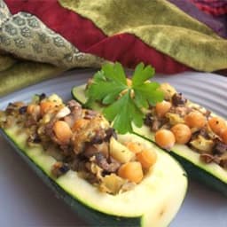 Zucchini with Chickpea and Mushroom Stuffing