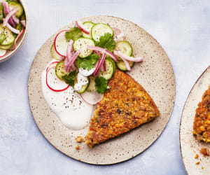Big-Baked-Falafel-Cake-With-Cucumber-Salad