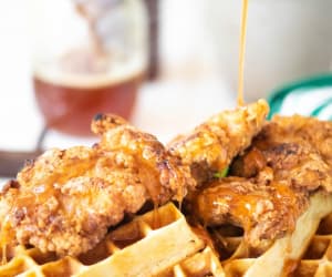 Chicken-and-Waffles-with-Sriracha-Honey