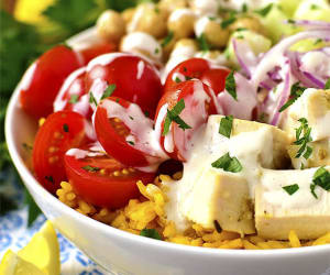 Mediterranean-Chicken-and-Chickpea-Bowls-with-Yellow-Rice