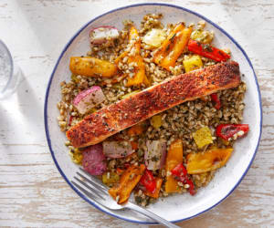 Spanish-Spiced-Salmon-&-Farro-with-Roasted-Vegetables--&-Salsa-Verd