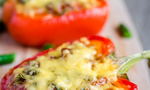 Slow Cooked Stuffed Red Bell Peppers